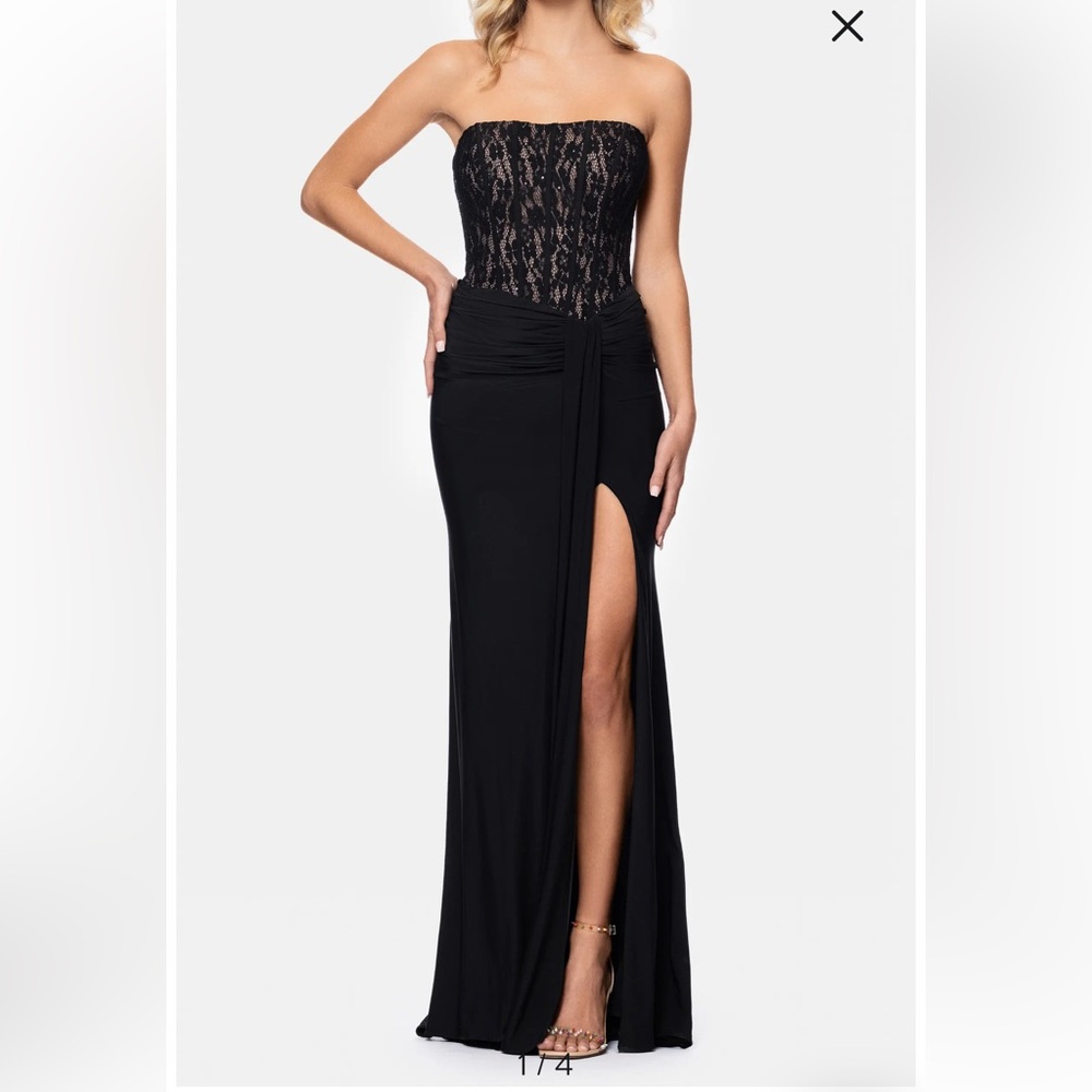 Betsy & Adam Black Lace Maxi Dress BRAND NEW